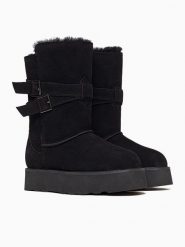 Gooce Skórzane kozaki zimowe "Huntspill Waterproof" w kolorze czarnym rozmiar: 41. Czarne kozaki damskie Gooce, z materiału, bez obcasa, na platformie. Za 282.99 zł.