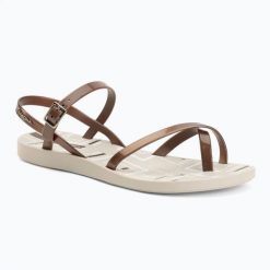 Sandały damskie Ipanema Fashion Sand VIII Beige/Metallic Pink. Brązowe sandały damskie Ipanema, bez wzorów, z materiału, bez obcasa. Za 79.99 zł.