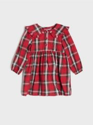 Flanelowa sukienka z motywem świątecznym w kratę - wielobarwny. Sukienki dziewczęce Sinsay, bez wzorów, wizytowe, bez ramiączek. Za 29.99 zł.