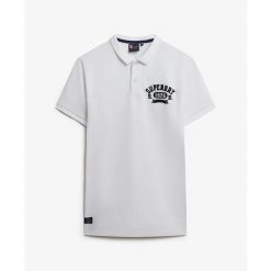 Koszulka polo klasyczna z aplikacją Superdry. Białe koszulki polo męskie Superdry., m, z aplikacjami, bez ramiączek. Za 240.50 zł.