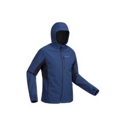 Kurtka Softshell trekkingowa Trek 500 WindWarm męska. Niebieskie kurtki męskie QUECHUA, l, bez wzorów, z elastanu, bez kaptura. Za 199.99 zł.