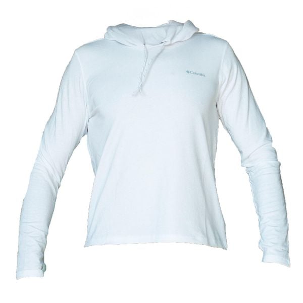 Bluza dresowa sportowa damska W EU Sun Trek LS Hoodie. Białe bluzy bez kaptura damskie Columbia, z bawełny. Za 199.99 zł.