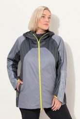 Damskie Kurtka funkcyjna wodoodporna dwukierunkowy zamek błyskawiczny. Szare kurtki damskie Ulla Popken, plus size, bez wzorów, z materiału, z kapturem. Za 699.99 zł.