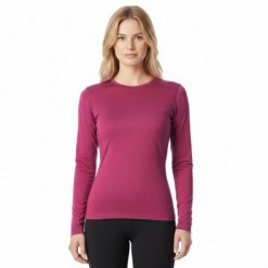 Koszulka z długim rękawem damska 100% wełny merynosów - Bjork 210. Czerwone t-shirty damskie FJORK MERINO, s, bez wzorów, z wełny, bez kołnierzyka. Za 519.00 zł.