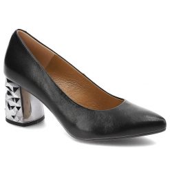Czarne Czółenka Espirito Eleganckie Skórzane Buty. Czarne czółenka damskie Espirito, bez wzorów, ze skóry, bez obcasa, na obcasie. Za 235.00 zł.