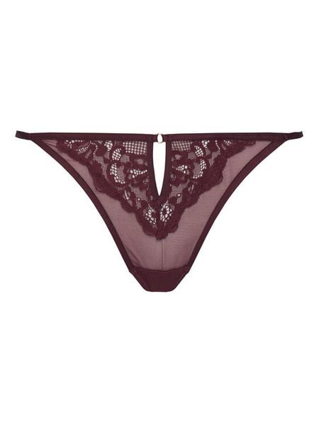 Hunkemöller Stringi 302380 Bordowy. Czerwone stringi damskie Hunkemöller, xl, bez wzorów, z syntetyku. Za 59.99 zł.