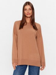 Kontatto Sweter 3M1141 Brązowy Regular Fit. Brązowe swetry klasyczne damskie Kontatto, m, z wiskozy, bez kołnierzyka. Za 259.99 zł.
