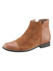 Heine Skórzane botki w kolorze jasnobrązowym rozmiar: 41. Brązowe botki damskie Heine, bez obcasa, bez zapięcia. Za 117.17 zł.