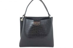 Listonoszka skórzana BARBERINI'S czarna croco 795/1-1. Czarne shopper bag damskie Barberinis, bez wzorów, ze skóry, do ręki, bez dodatków. Za 339.99 zł.