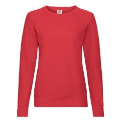 Lekki Sweter Raglanowy Dla Kobiet. Czerwone swetry klasyczne damskie Fruit of the Loom, s, bez kołnierzyka. Za 57.99 zł.