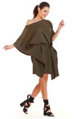 Khaki Kimonowa Sukienka z Paskiem. Brązowe sukienki damskie Infinite You, uniwersalny, bez wzorów, z elastanu, wizytowe, bez kołnierzyka, bez ramiączek. Za 204.90 zł.