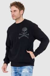 PHILIPP PLEIN Czarna bluza męska ls skull. Czarne bluzy bez kaptura męskie Philipp Plein, l. W wyprzedaży za 1,599.99 zł.