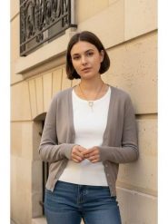 ASSUILI Kardigan w kolorze szarobrązowym rozmiar: 42. Brązowe kardigany damskie Assuili, bez wzorów. Za 100.99 zł.