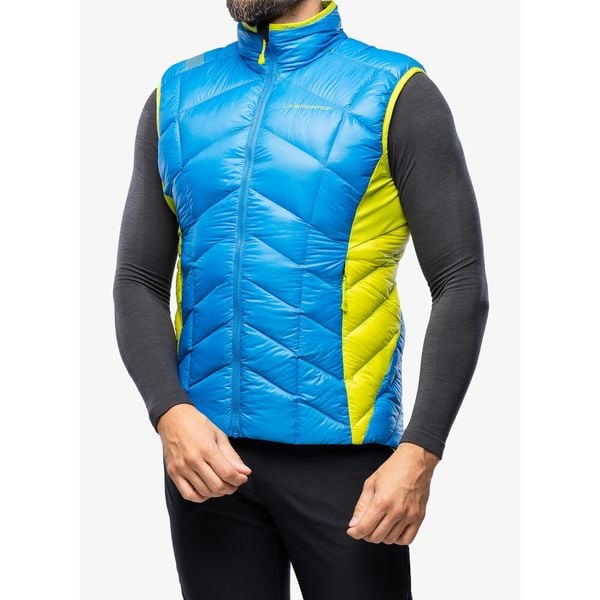 Kamizelka puchowa męska La Sportiva Aiguille Down Vest. Niebieskie kamizelki męskie La Sportiva, m, z puchu. Za 849.99 zł.