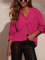 Milan Kiss Koszula w kolorze różowym rozmiar: XL. Różowe koszule damskie Milan Kiss, xl, bez wzorów, bez kołnierzyka, bez ramiączek. Za 126.99 zł.