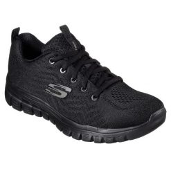 Buty sportowe damskie Skechers Get Connected. Czarne buty sportowe na co dzień damskie Skechers, bez wzorów, z materiału. Za 290.00 zł.
