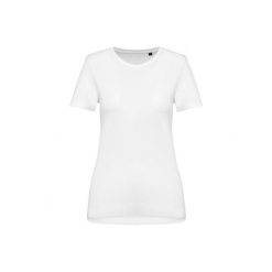 Damska koszulka z suprima z okrągłym dekoltem Kariban Premium. Białe topy sportowe damskie KARIBAN, bez wzorów, z bawełny, bez ramiączek. Za 125.50 zł.