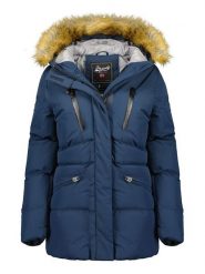 Geographical Norway Kurtka zimowa "Crown" w kolorze niebieskim rozmiar: L. Niebieskie kurtki damskie Geographical Norway, na zimę, l, bez wzorów, z puchu, bez kaptura. Za 245.38 zł.
