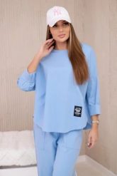 Komplet new punto bluza + spodnie niebieski. Niebieskie bluzy bez kaptura damskie KESI, l, z bawełny. Za 347.13 zł.