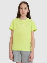 4F T-shirt regular z nadrukiem dziewczęcy - zielony 158 (12-13 lat). Zielone koszulki dziewczęce 4f, uniwersalny, bez wzorów, z bawełny, bez ramiączek. W wyprzedaży za 19.99 zł.