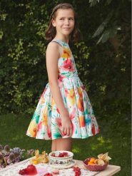 Abel & Lula Sukienka elegancka 5064 Kolorowy Regular Fit. Sukienki dziewczęce Abel & Lula, bez wzorów, z syntetyku, eleganckie, bez ramiączek. Za 419.99 zł.