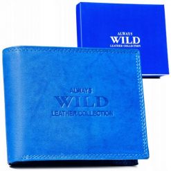 Portfel skórzany Always Wild AW-N6-MAL niebieski. Niebieskie portfele damskie Always Wild, bez wzorów, ze skóry. Za 45.00 zł.