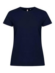Clique Basic-T Women T-shirt bawełniana, dopasowany krój. Niebieskie t-shirty damskie CLIQUE, xs, bez wzorów, z bawełny, bez kołnierzyka. Za 97.35 zł.