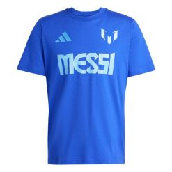 Koszulka adidas Messi Name&Number Graphic. Niebieskie t-shirty sportowe męskie Adidas, l, z jersey, bez ramiączek, do piłki nożnej. Za 167.25 zł.