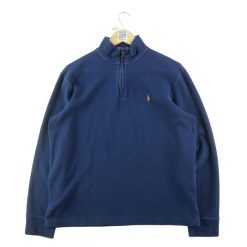 Second life - Sweter męski z półgolfem quarter-zip Polo Ralph Lauren - Jak nowy. Niebieskie swetry męskie Ralph Lauren, m, bez wzorów, z materiału, bez kołnierzyka. Za 212.96 zł.