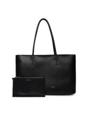 Calvin Klein Torebka Emblem Aop Perfor Lthr Tote LV04F3359G Czarny. Czarne torebki klasyczne damskie CALVIN KLEIN, bez wzorów, ze skóry, bez dodatków. Za 1,099.00 zł.