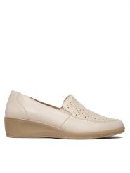 Caprice Półbuty 9-24352-46 Écru. Białe półbuty damskie Caprice, bez wzorów, ze skóry, bez obcasa, na koturnie. Za 234.99 zł.