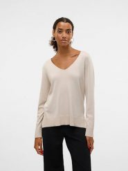 Vero Moda Sweter w kolorze beżowym rozmiar: XXL. Brązowe swetry klasyczne damskie Vero Moda, s, z wiskozy, bez kołnierzyka. Za 74.81 zł.