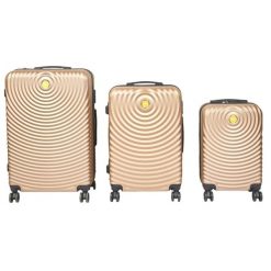 Zestaw trzech walizek beżowy. Brązowe walizki Intesi, bez wzorów. W wyprzedaży za 663.00 zł.