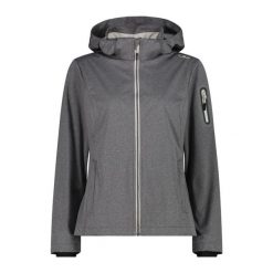 Damska kurtka turystyczna z kapturem CMP. Szare kurtki damskie CMP, xl, bez wzorów, z softshellu, z kapturem. Za 371.50 zł.