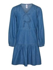 Vero Moda Girl Sukienka dżinsowa "Demi" w kolorze niebieskim rozmiar: 152. Niebieskie sukienki dziewczęce Vero Moda Girl, bez wzorów, z bawełny, bez ramiączek, krótkie. Za 87.81 zł.