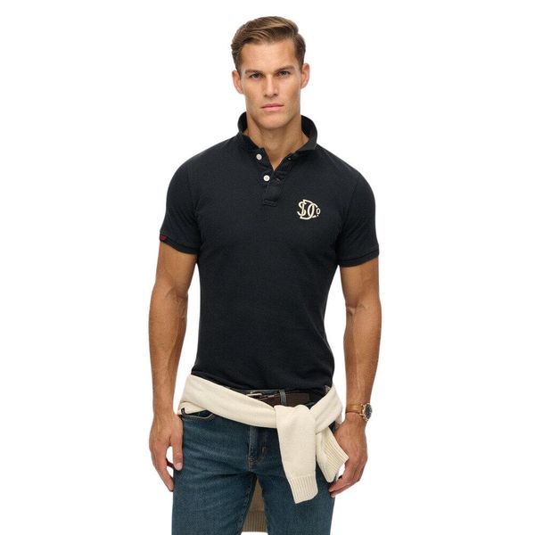 Haftowana koszulka polo Superdry Vintage Athletic. Niebieskie koszulki polo męskie Superdry., m, bez wzorów, bez ramiączek. Za 247.70 zł.