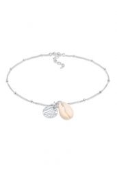 Elli Damski bransoletka na kostkę płytka regulowany z muszlą kauri w srebrze 925 Sterling Silver Bransoletki na nogę 1 ct. Szare bransoletki damskie Elli, srebrne. Za 208.99 zł.