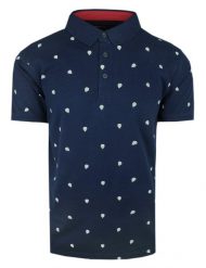 Koszulka Polo, Męska - Pako Jeans - Granatowa, Nadruk w Balony. Niebieskie koszulki polo męskie Pako Jeans, m, bez wzorów, z bawełny, bez ramiączek. Za 115.00 zł.