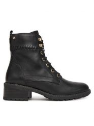 Pikolinos Botki W0D-8672 Czarny. Czarne botki damskie Pikolinos, ze skóry, bez obcasa, na słupku, bez zapięcia. Za 539.99 zł.