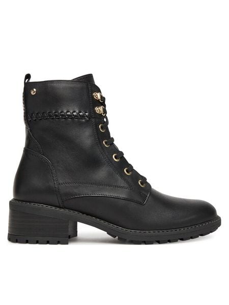 Pikolinos Botki W0D-8672 Czarny. Czarne botki damskie Pikolinos, ze skóry, bez obcasa, na słupku, bez zapięcia. Za 539.99 zł.