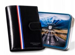 Portfel skórzany Peterson [D] PTN 22310L-VT-A czarny. Czarne portfele męskie Peterson, bez wzorów, ze skóry. Za 106.99 zł.