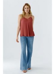 Oui Top w kolorze czerwonym rozmiar: 36. Czerwone topy damskie Oui, bez wzorów, z koronki, bez kołnierzyka. Za 168.46 zł.