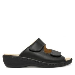Klapki Dr. Brinkmann. Czarne klapki damskie Dr. Brinkmann, bez wzorów, bez obcasa. Za 419.99 zł.