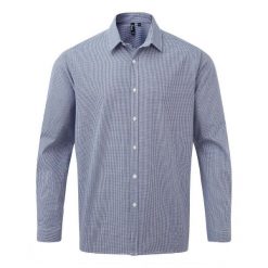 Męska Koszula Z Długim Rękawem Gingham Micro Checked. Białe koszule męskie PREMIER, m, bez wzorów, bez kołnierzyka, bez ramiączek. Za 120.99 zł.