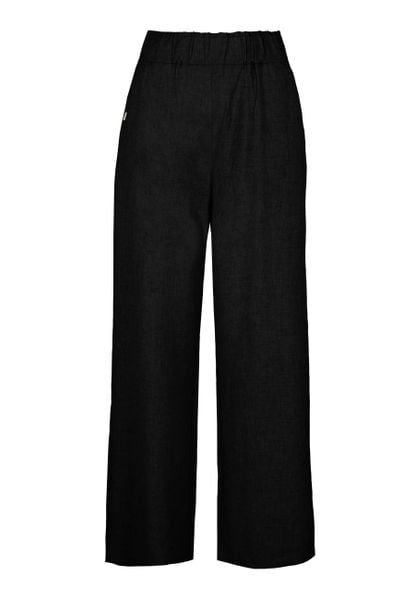 Szerokie spodnie z lnem R-NETTE. Czarne spodnie materiałowe damskie Volcano, bez wzorów, z materiału. Za 149.99 zł.