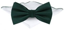 Mucha Męska z Poszetką - Chattier - Zieleń Butelkowa, Bez Wzoru. Zielone krawaty i muchy męskie Chattier, bez wzorów, eleganckie. Za 65.00 zł.