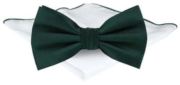 Mucha Męska z Poszetką - Chattier - Zieleń Butelkowa, Bez Wzoru. Zielone krawaty i muchy męskie Chattier, bez wzorów, eleganckie. Za 65.00 zł.