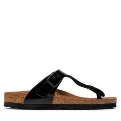 Japonki Birkenstock. Czarne klapki damskie Birkenstock, bez wzorów, bez obcasa. Za 299.99 zł.