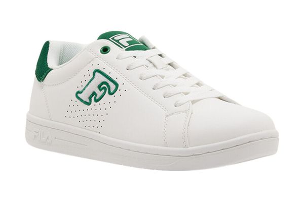 Buty do chodzenia męskie Fila Crosscourt 2 NT Patch. Białe buty sportowe na co dzień męskie Fila, z materiału, bez zapięcia, trekkingowe. Za 143.49 zł.