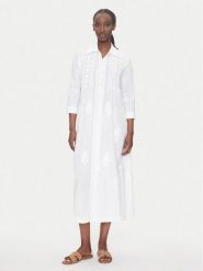 Selmark Sukienka letnia BC196 Biały Relaxed Fit. Białe sukienki damskie SELMARK, na lato, s, bez wzorów, z bawełny, bez kołnierzyka, bez ramiączek. Za 249.99 zł.
